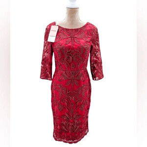 JJs House Formal Red Lace Midi Dress